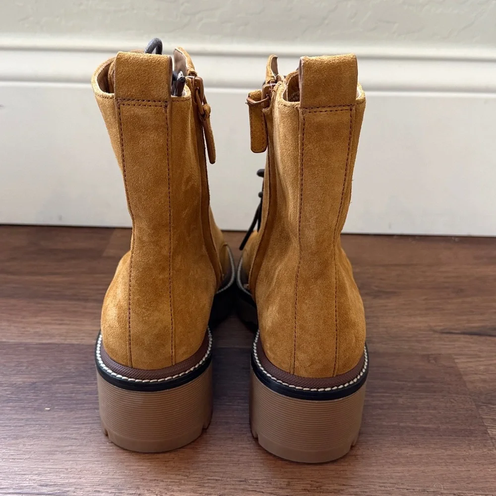 New Tory Burch Miller 50mm Lug Sole Suede Booties